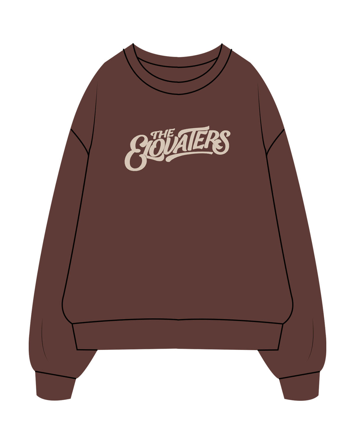 The Mens Crewneck - Chestnut - Beverly Hills - Center Chest Stacked - Printed - Khaki