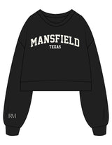 The Womens Crop Crewneck - Black - Refined Movement - Center Chest Stacked & Right Sleeve - Printed - Full Color