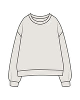 The Womens Crewneck - Washed Bone - Tone Wellness Studio - Left Neckline - Embroidered -  Back Center Stacked - Printed - Full Color