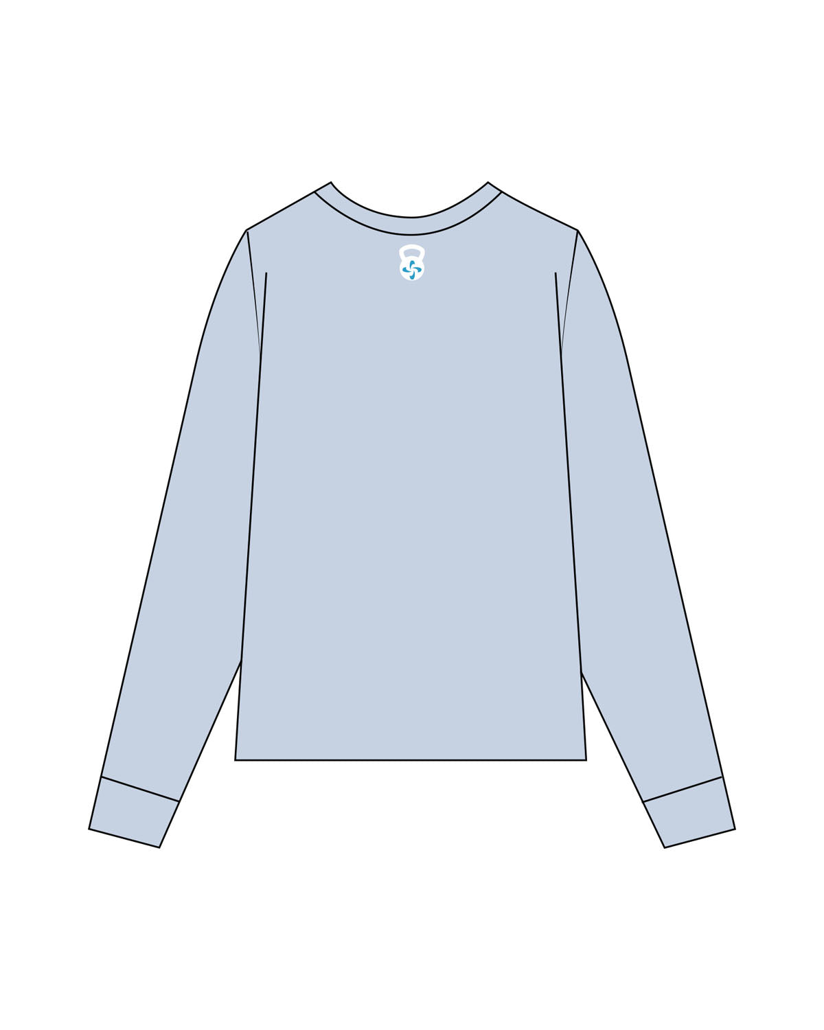 The Womens Oversized Long Sleeve - Powder - Body Performance - Chest Stacked & Back Neckline - Printed - Full Color