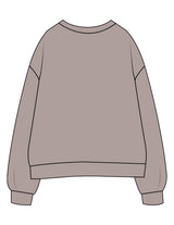 The Womens Crewneck - Washed Gray - SCULPTED SOCIETY - Center Chest - Printed - Off White