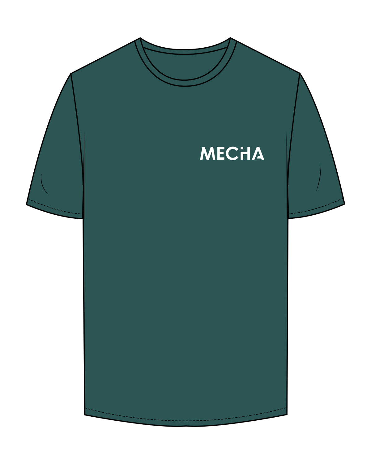 The Mens Tee - Jade - MECHA - Left Chest & Back Stacked - White