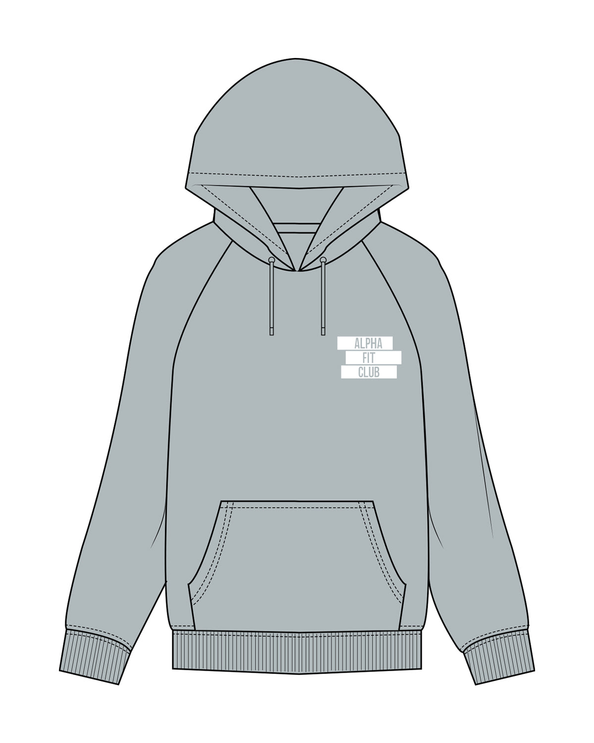 The Mens Classic Hoodie - Smoke - Alpha Fit - Left Chest Stacked - White
