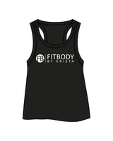 The Crop Tank - Black - Krista - Center Chest Stacked & Back Neckline - Printed - White