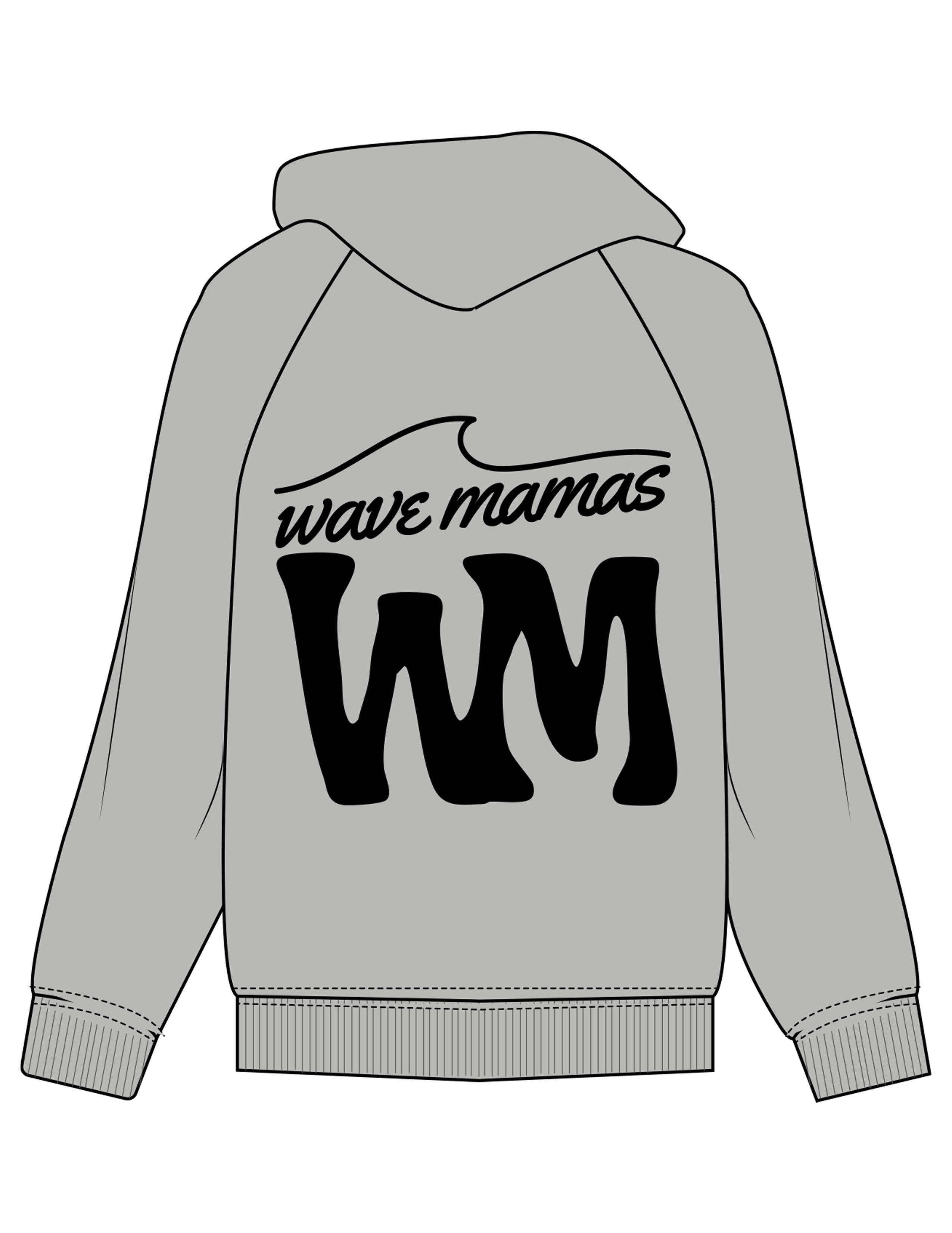 The Mens Heavyweight Hoodie - Heather - Wave Mamas - Left Chest & Back Stacked - Printed - Black