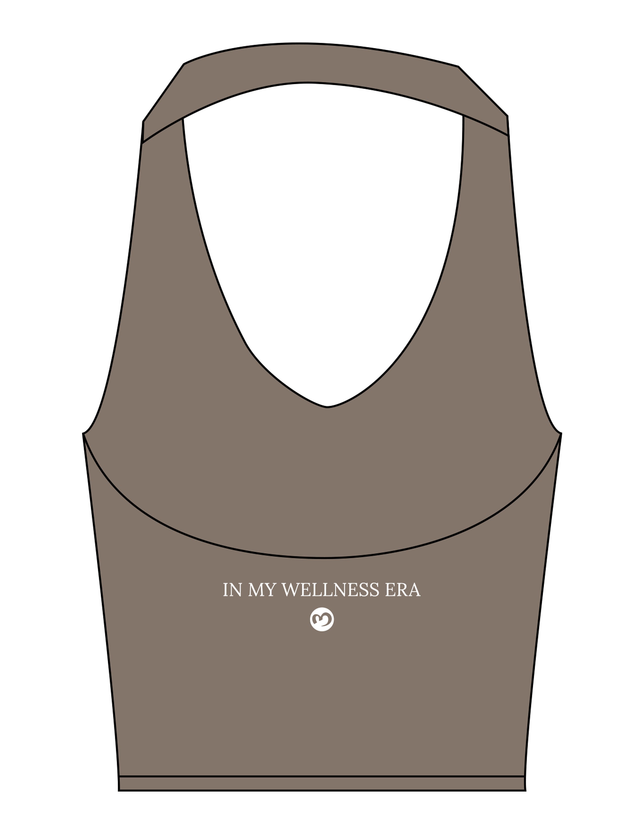 The Halter Tank - Brown - Mantra - Center Back Stacked - Printed - White