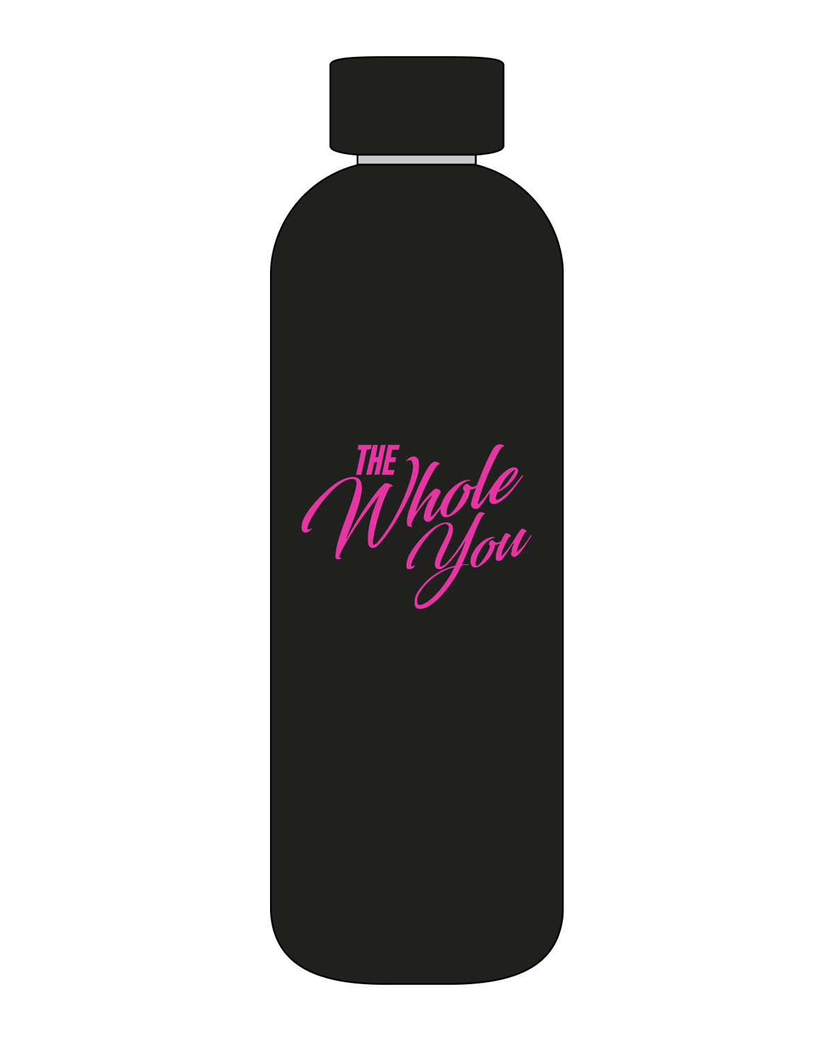 The Water Bottle - Black - The Whole You Wellness - Center Body - Printed - Hot Pink
