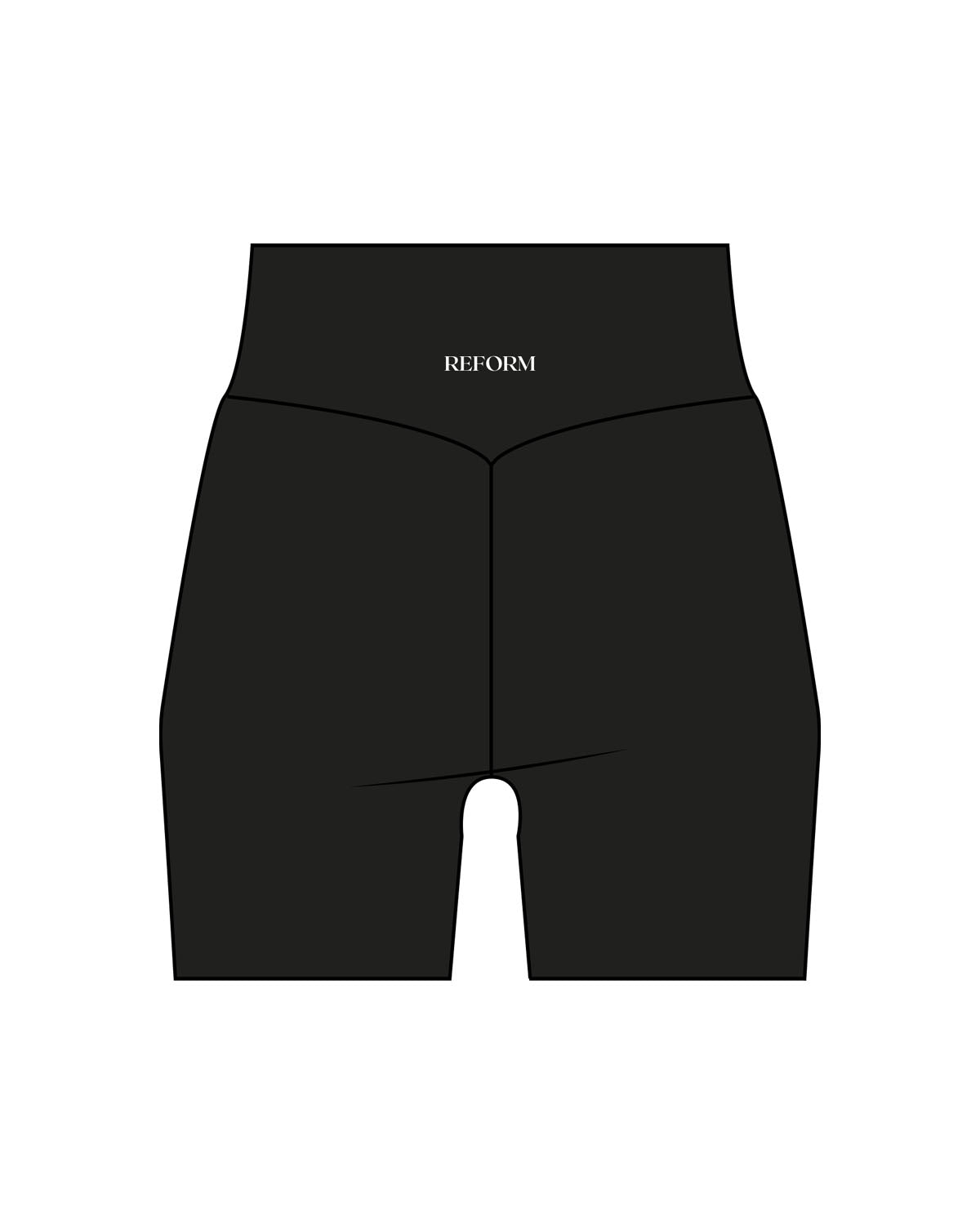 The Basic Short - Black - REFORM Pilates Studio - Back Waistline - Printed - White