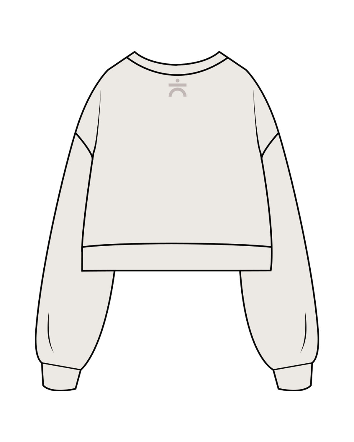 The Womens Crop Crewneck - Bone - enCore Pilates - Center Chest Stacked & Below Neckline - Printed - Tone on Tone