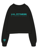 The Oversized Crop - Black - LVL - Center Chest Stacked & Right Sleeve - Printed - Full Color