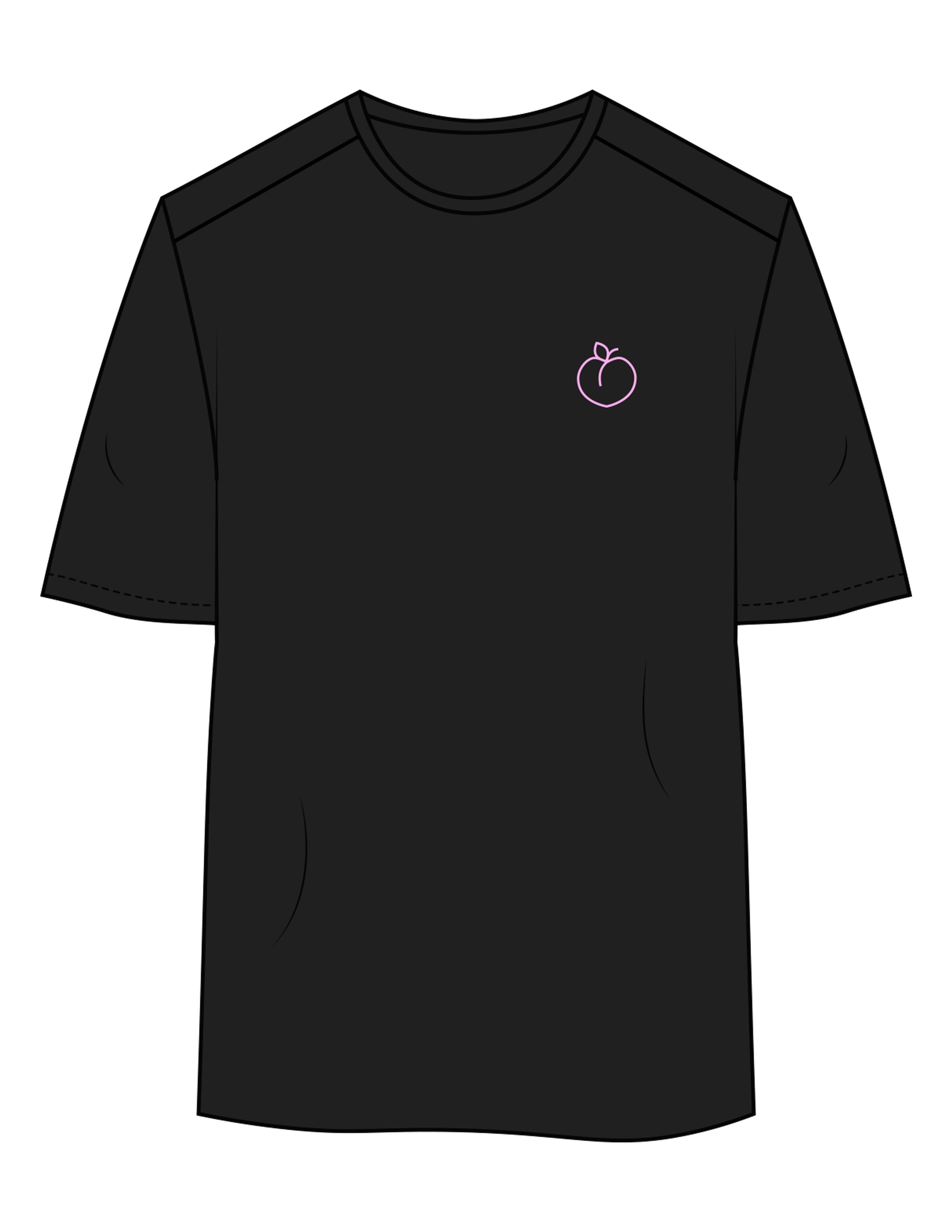 The Mens Active Tee - Black - Peachy Glow - Left Chest - Printed - Pink