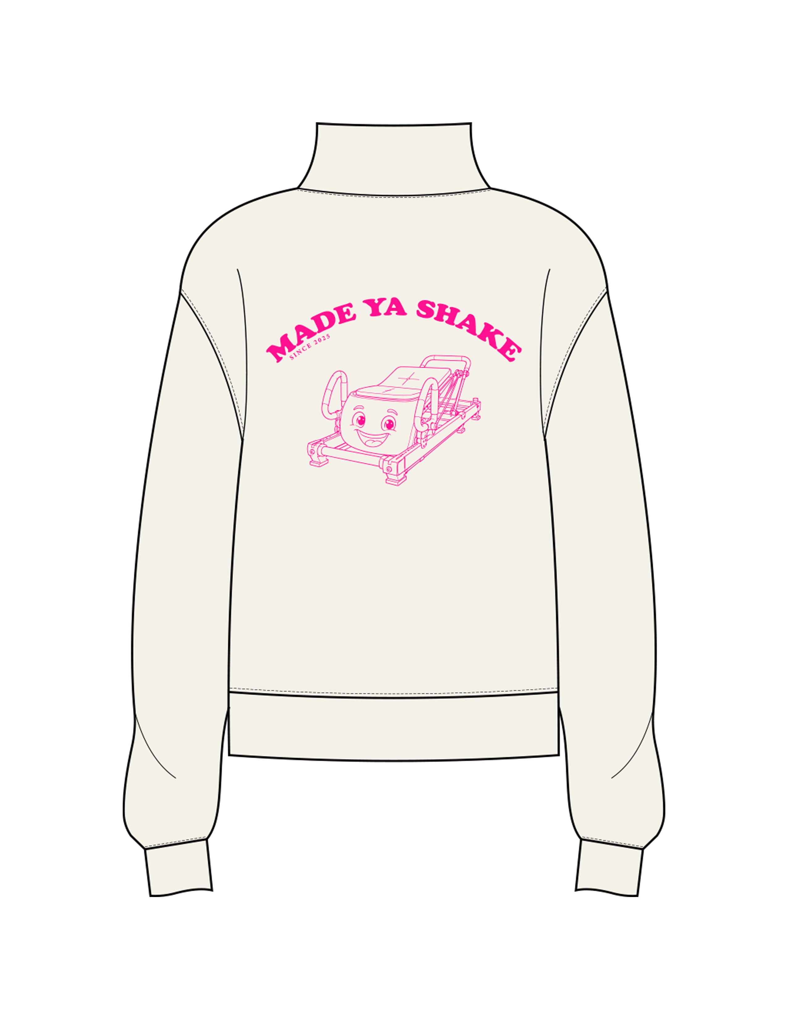 The Womens 1/4 Zip - Off White - Megafit House - Left Chest Stacked & Back Image - Printed - Hot Pink