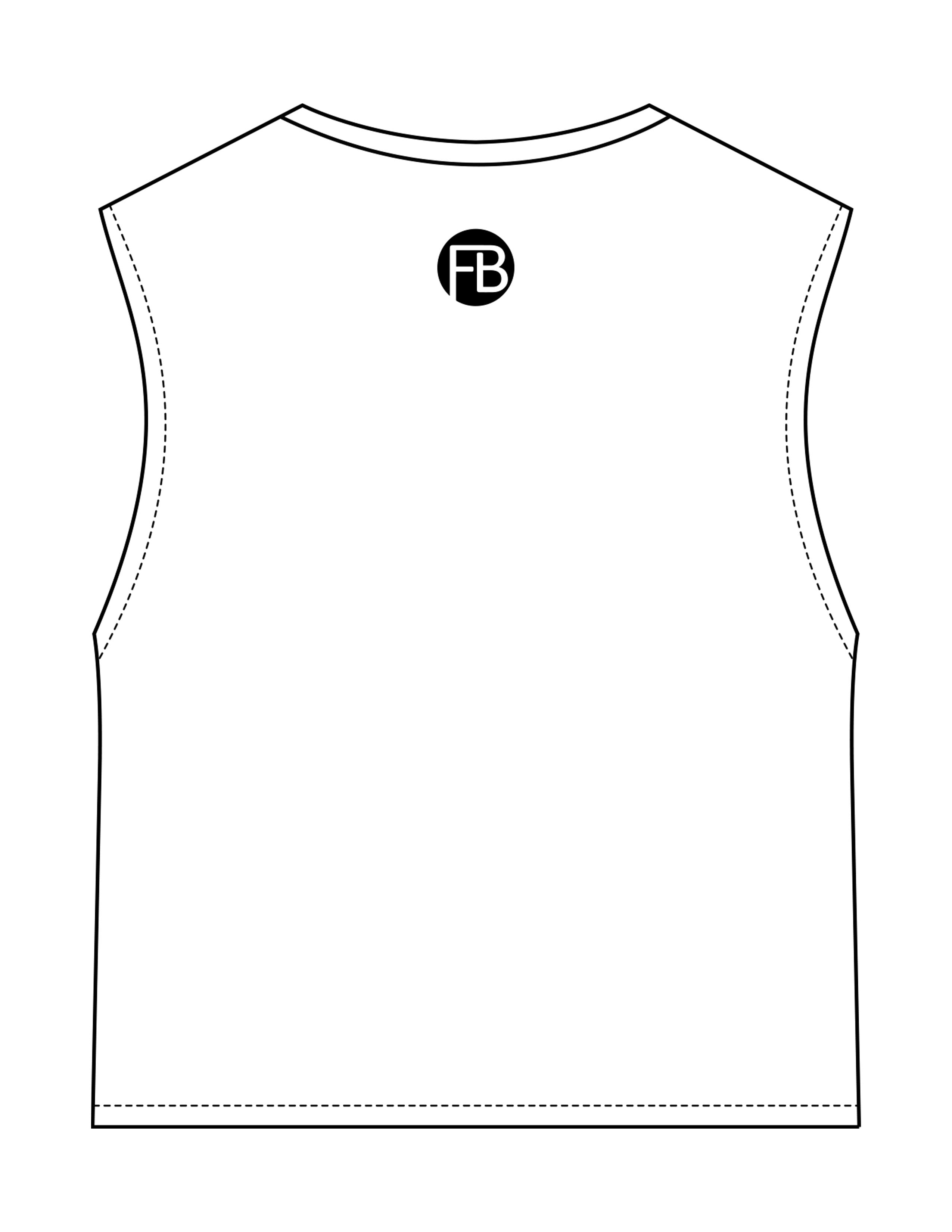 The Womens Classic Crop Tank - White - Krista - Chest Stacked & Back Neckline Round - Printed - Black