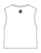 The Womens Classic Crop Tank - White - Krista - Chest Stacked & Back Neckline Round - Printed - Black
