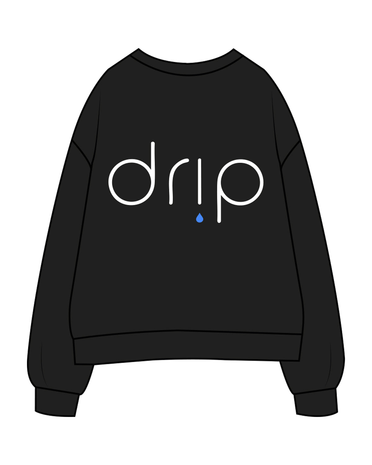The Womens Crewneck - Black - Drip - Left Chest & Center Back - Full Color / White