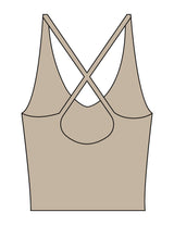 The Sporty Strappy Tank - Light Brown - Instaphysiques - Center Chest - Printed - White