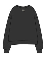 The Womens Crewneck - Washed Black - Pure Movement - Center Chest & Back Neckline - Icon - Washed Bone