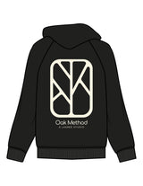 The Womens Zip Hoodie - Black - The Oak Method - Left Chest & Full Back - Printed - Cream