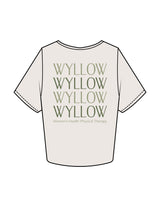 The Crop Tee - Bone - Wyllow Physical Therapy - Center Chest & Back Stacked - Printed - Full Color