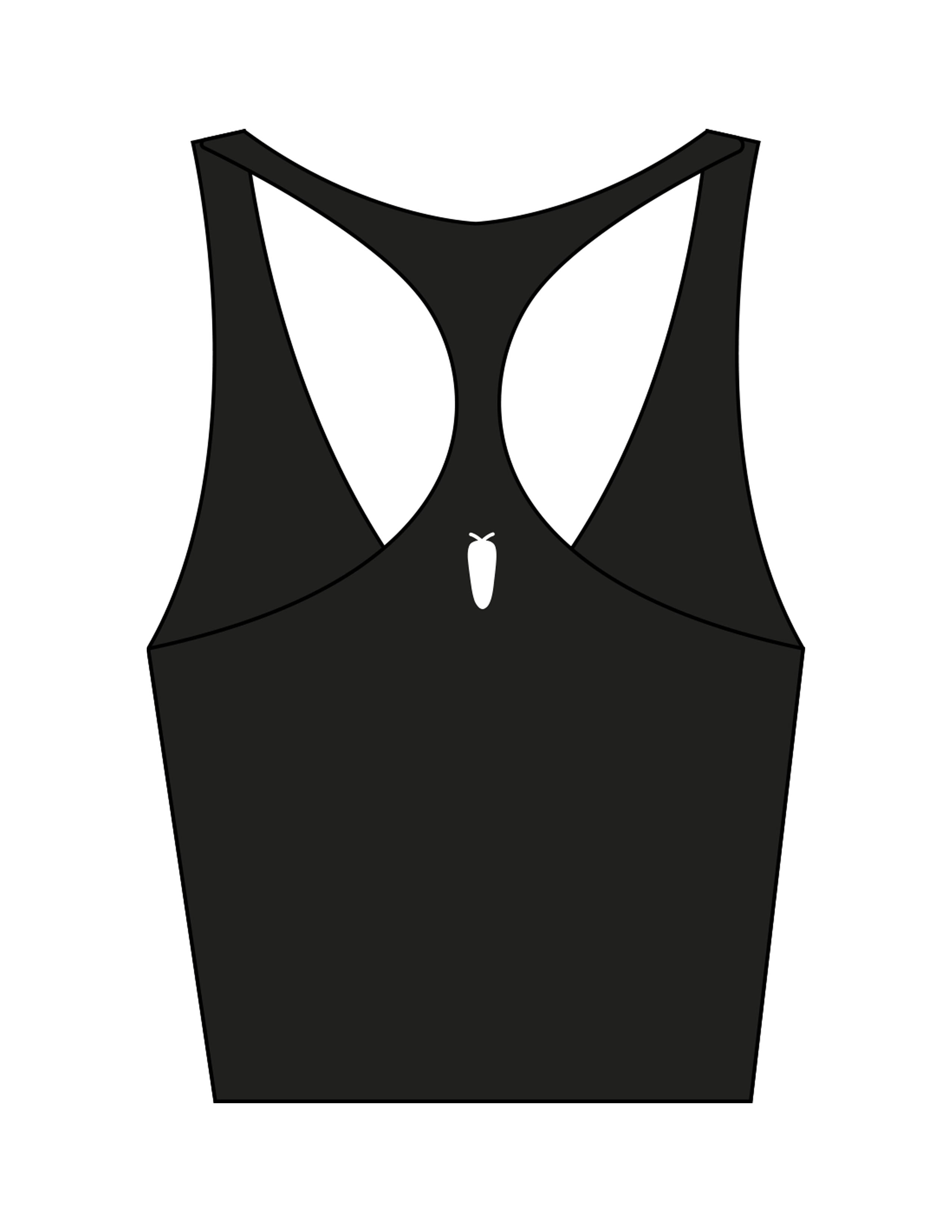 The Racer Tank - Black - BlueCarrot - Left Chest & Center Back - Printed - White