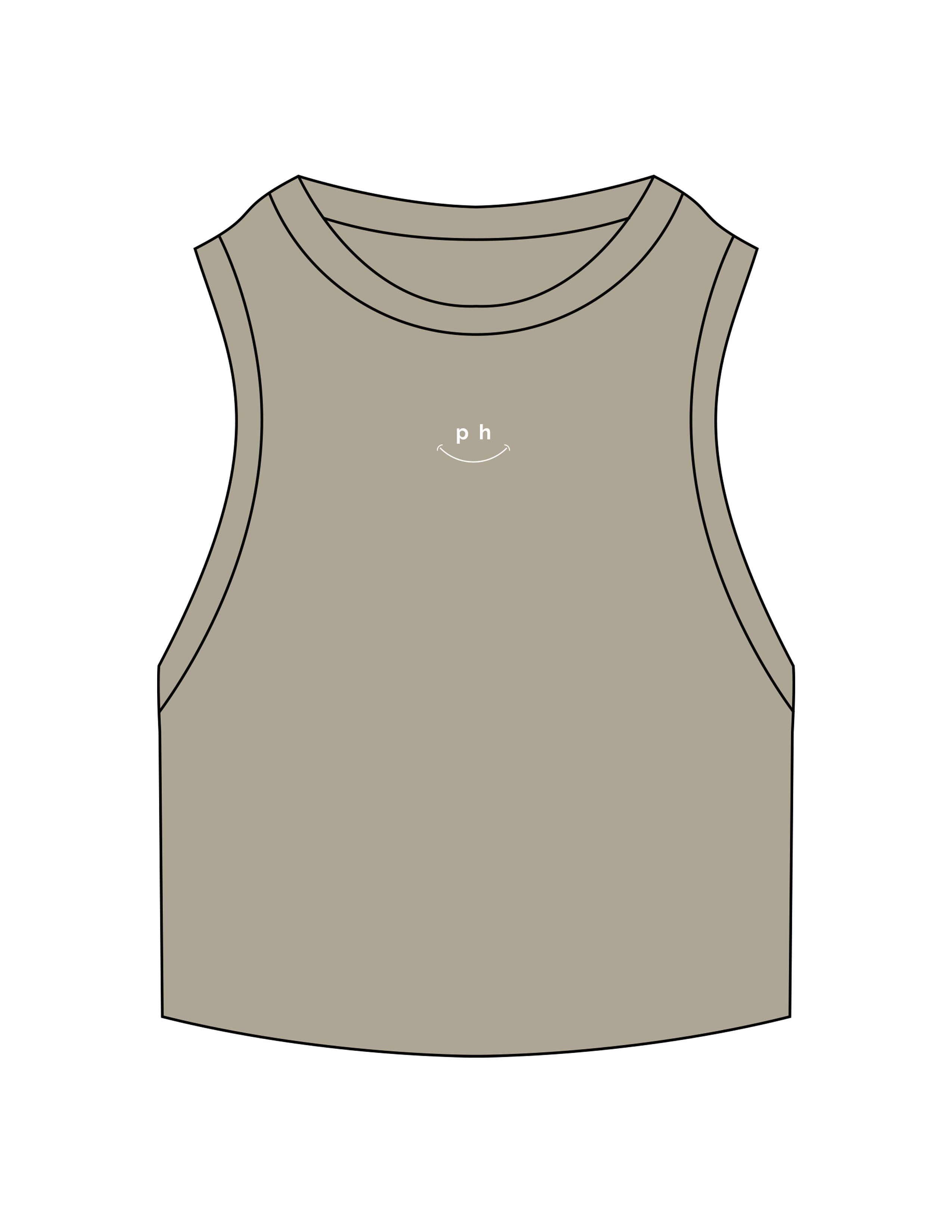 The Ribbed Crop Tank - Eucalyptus - PHS - Center Chest Stacked - Embroidered - White