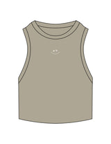 The Ribbed Crop Tank - Eucalyptus - PHS - Center Chest Stacked - Embroidered - White