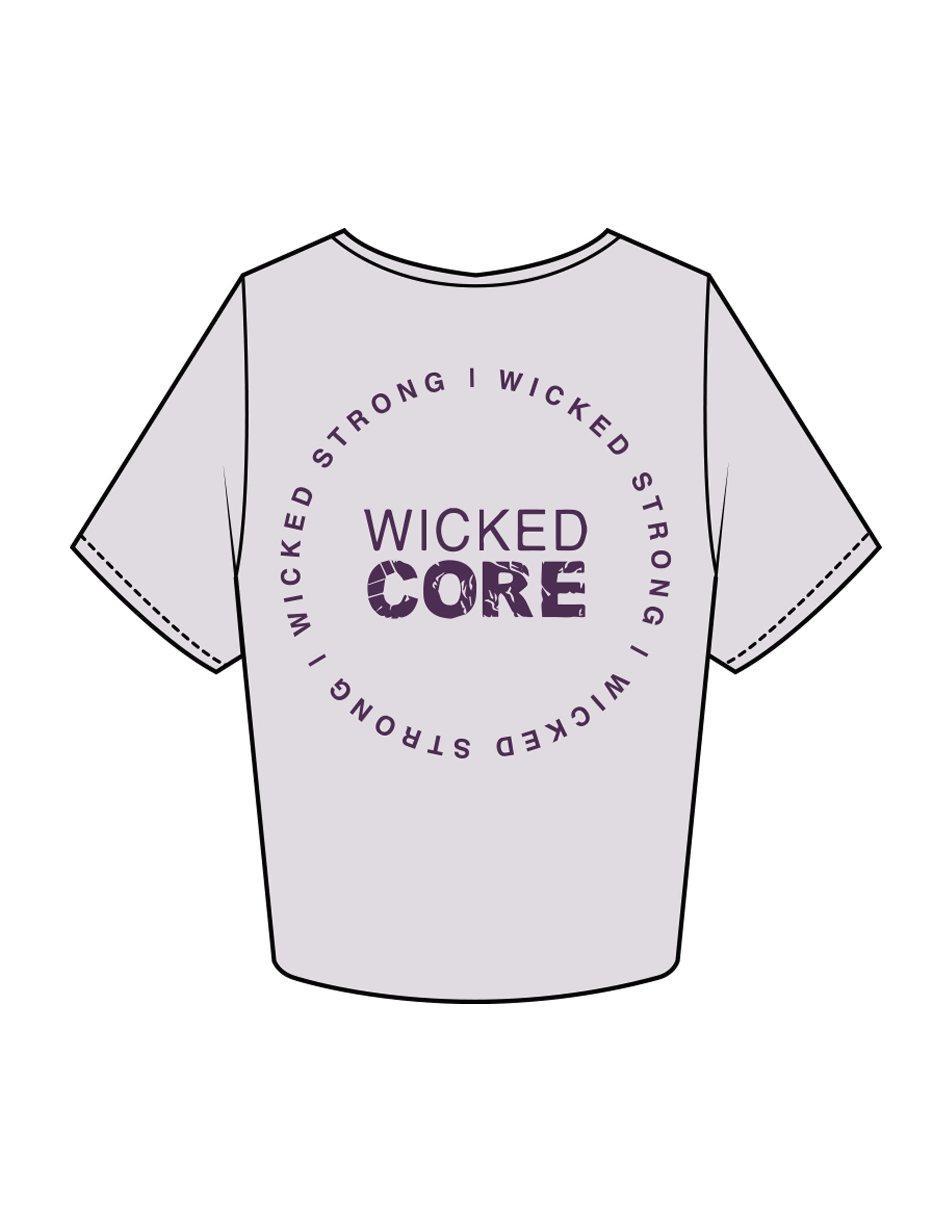 The Crop Tee - Orchid - Wicked Core - Left Chest Stacked & Back Round - Printed - Purple