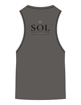 The Scoop Muscle Tank - Asphalt - Sol Lagree - Center Chest & Back Stacked - Printed - Full Color