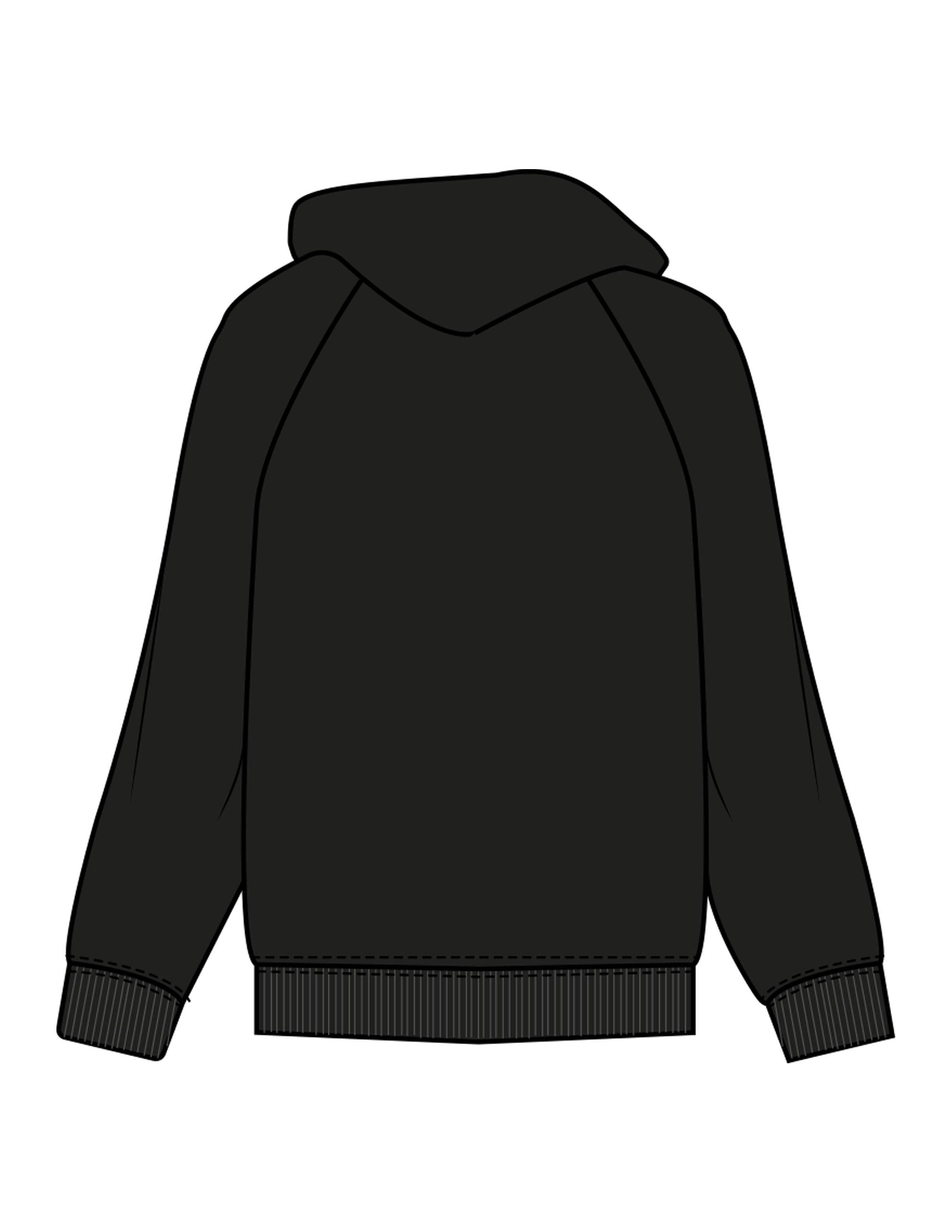The Mens Hoodie - Black - Rumble - Front Upper Pocket - Embroidered - White