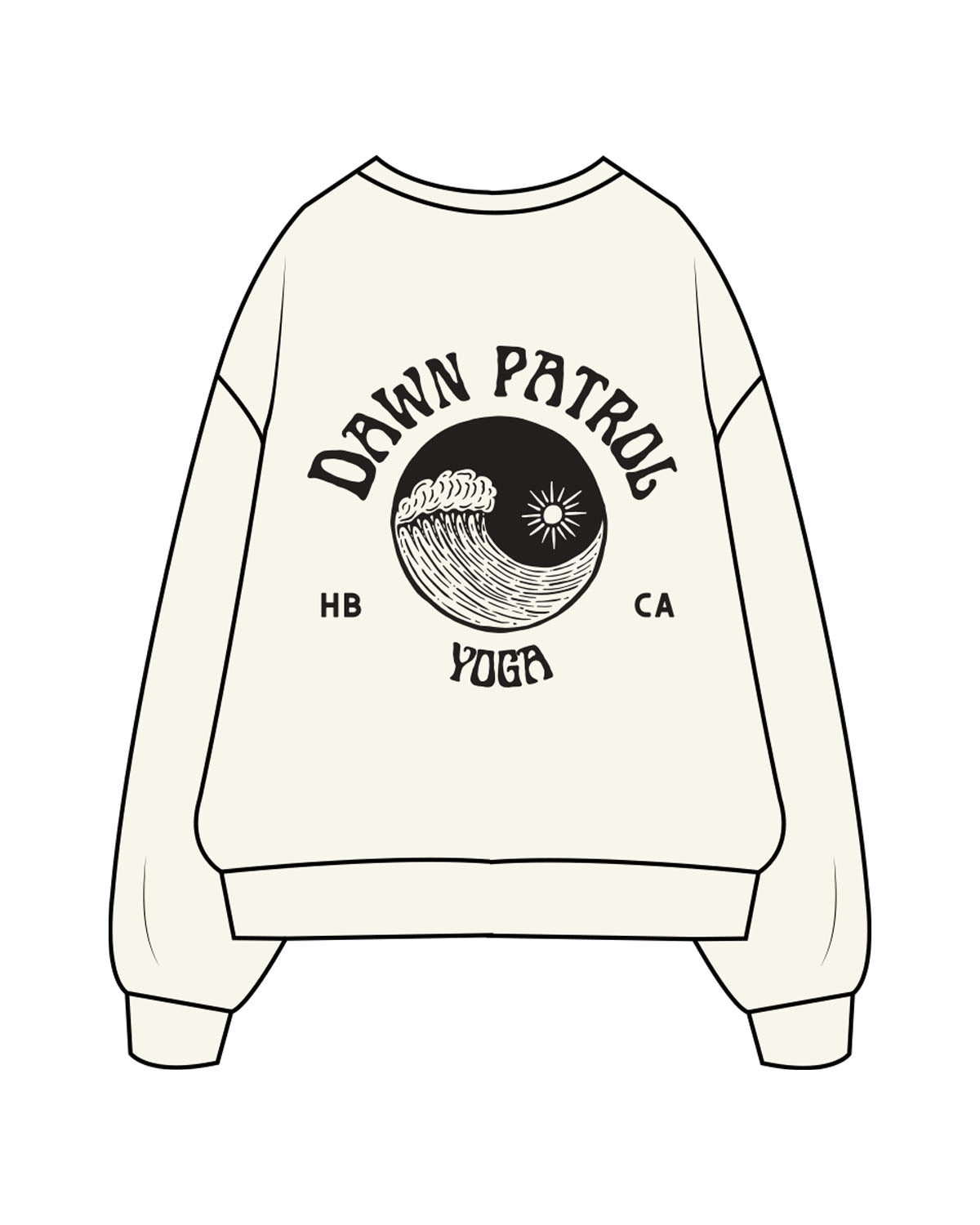 The Mens Classic Crewneck - Off White - Dawn Patrol - Left Chest Stacked & Center Back Logo - Printed - Black