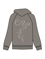 The Womens Zip Hoodie - Washed Gray - Karve - Right Chest & Back Image - Printed - White