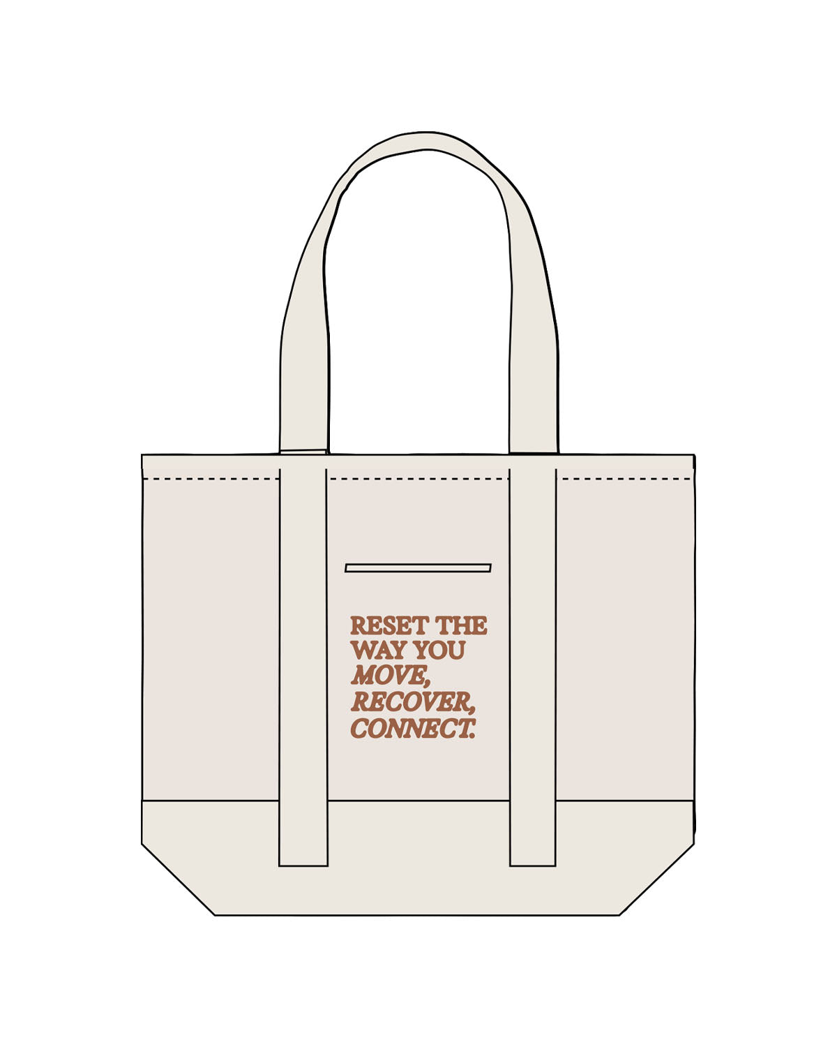 The Contrast Tote Bag - Natural / Natural - Soma Fitness x Recovery - Front & Back Stacked - Printed - Terracotta