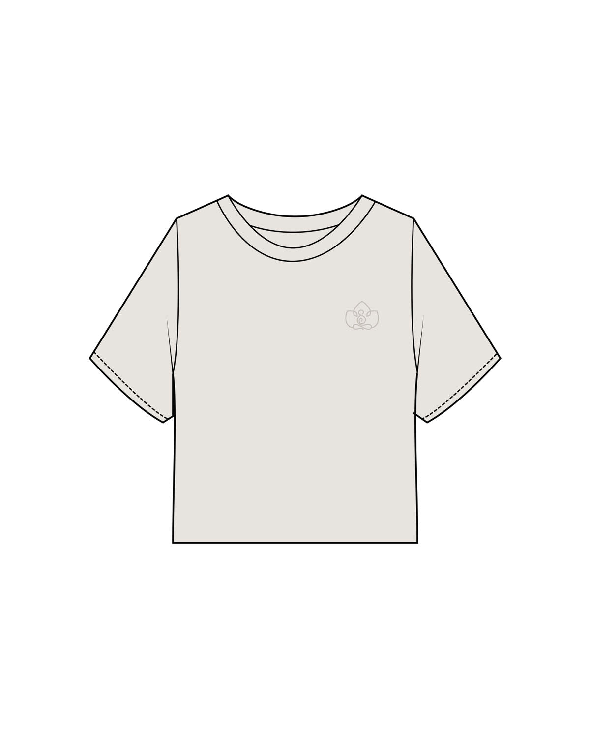 The Heavyweight Crop Tee - Washed Bone - Vibe MVMT - Left Chest - Printed - Tone on Tone