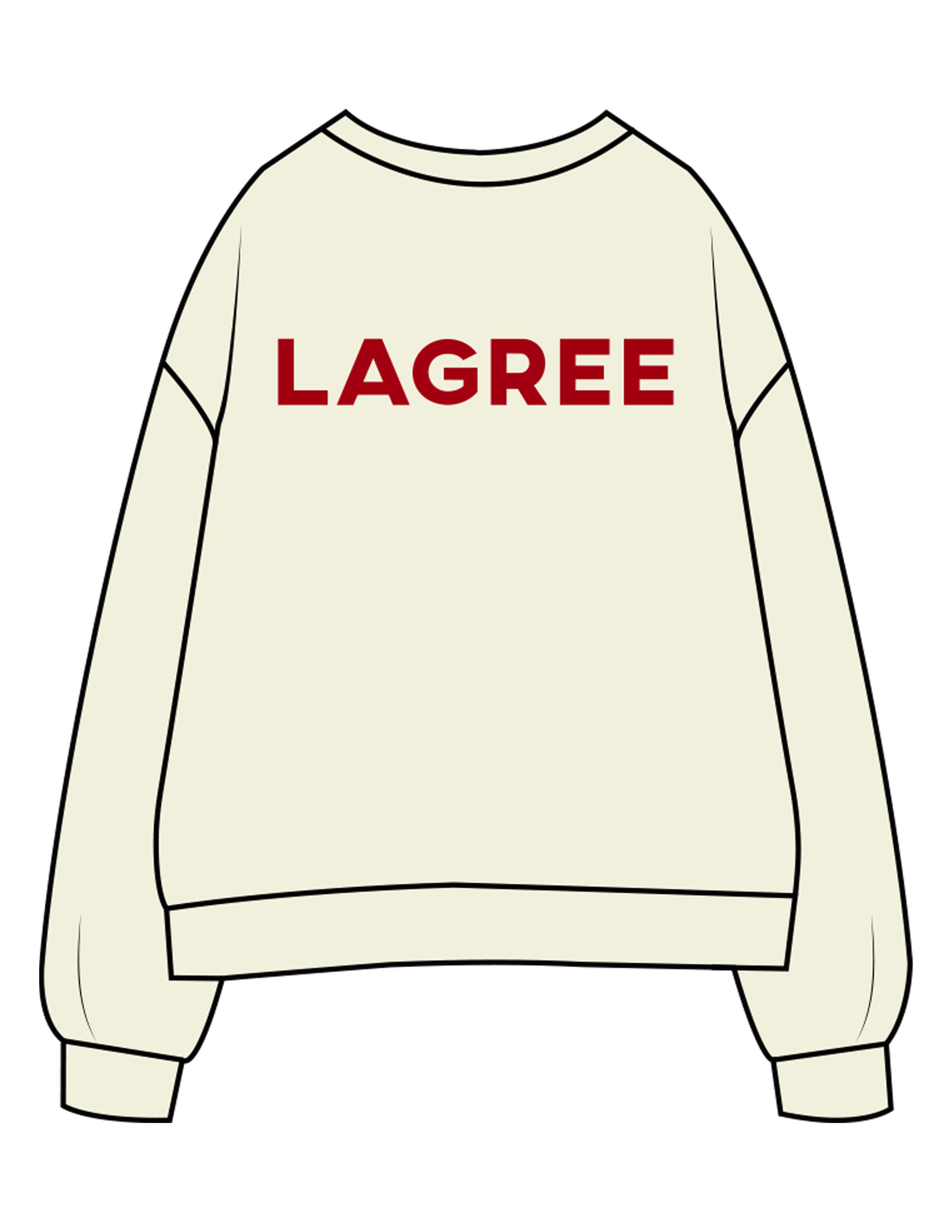 The Mens Crewneck - Butter - Method Lagree - Left Chest Embroidered Full Color - Center Back Printed Red
