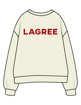 The Mens Crewneck - Butter - Method Lagree - Left Chest Embroidered Full Color - Center Back Printed Red