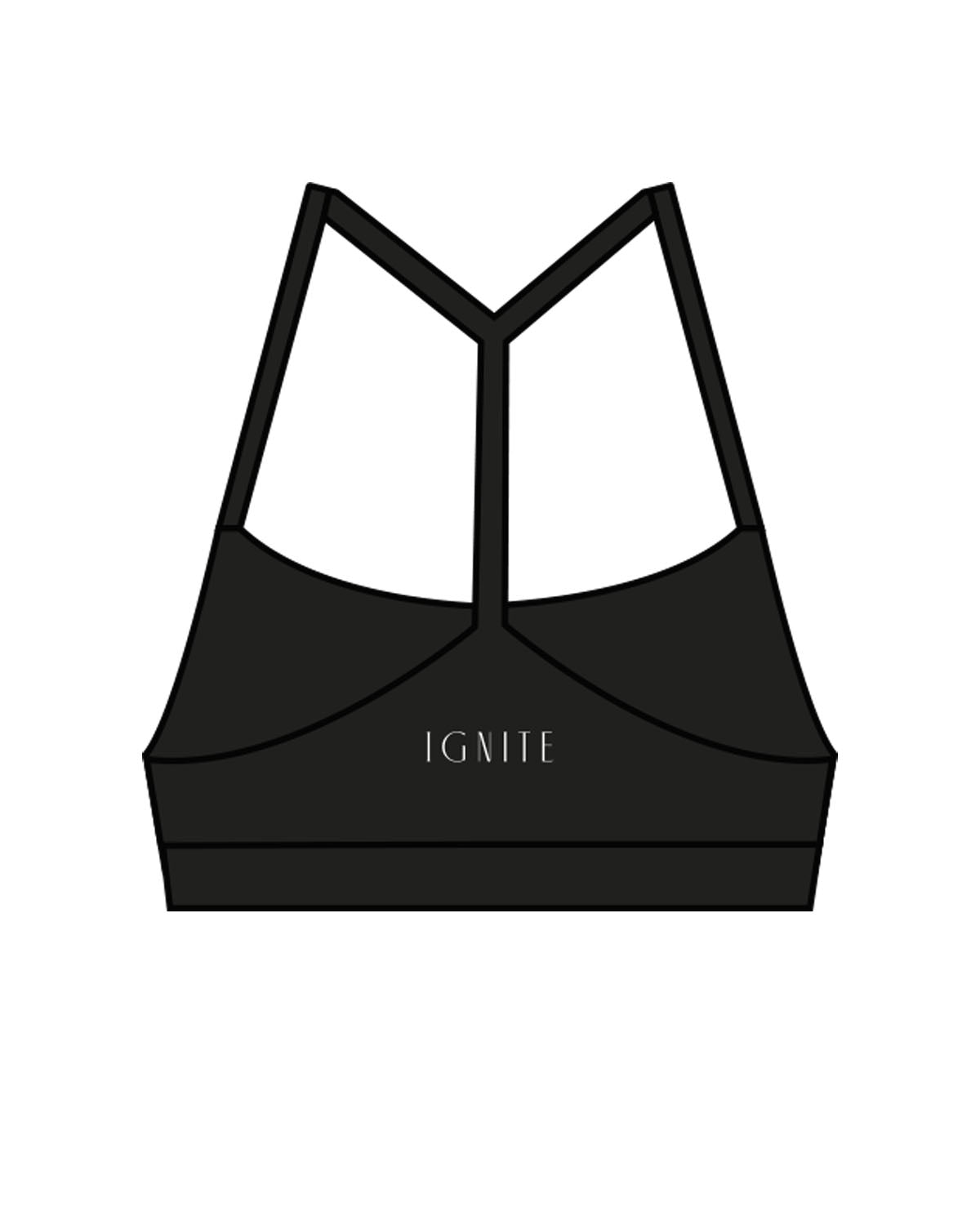 The Basic Bra - Black - Ignite Barre & Fitness - Center Chest & Center Back - White