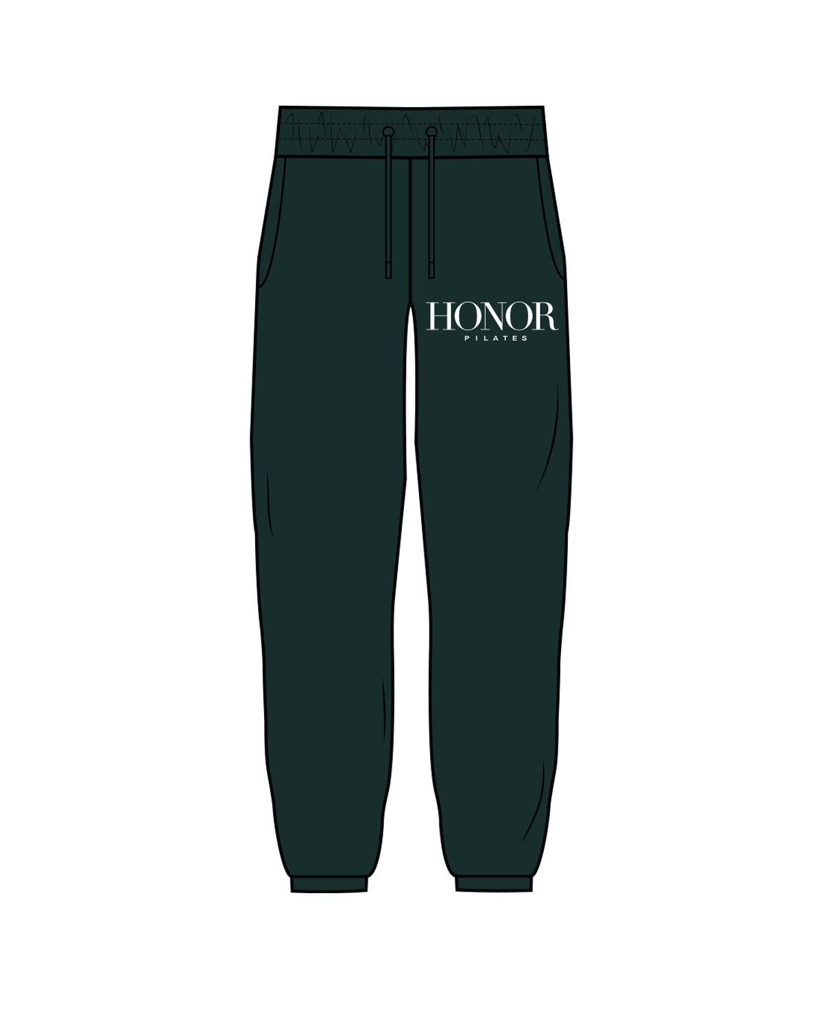 The Classic Sweatpants - Pine Green - - Honor Pilates - Left Leg Pocket Stacked - White