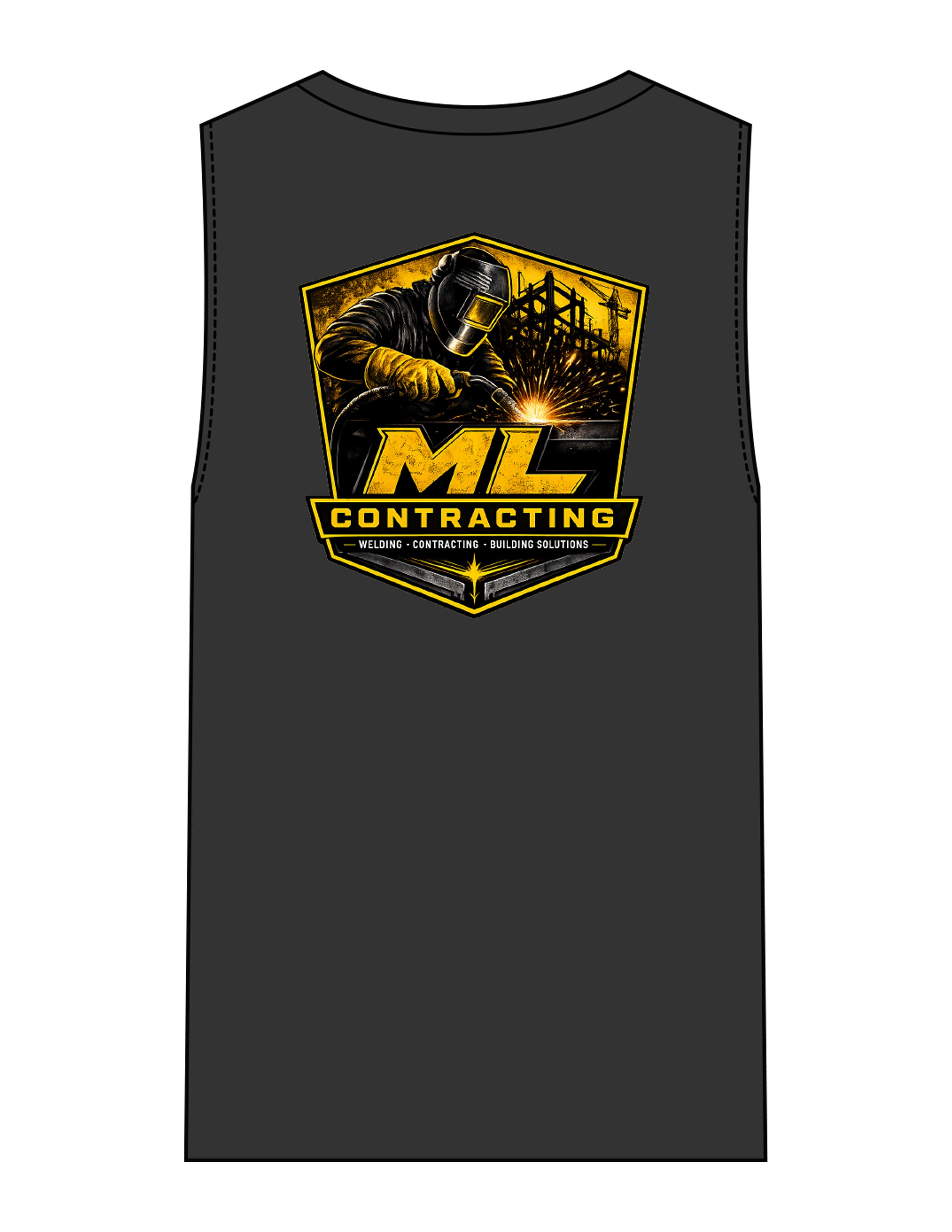 The Mens Heavyweight Tank - Washed Black - ML Contracting LLC - Left Chest & Back Image - Printed - Full Color
