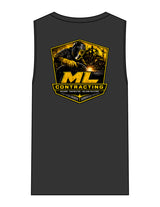 The Mens Heavyweight Tank - Washed Black - ML Contracting LLC - Left Chest & Back Image - Printed - Full Color