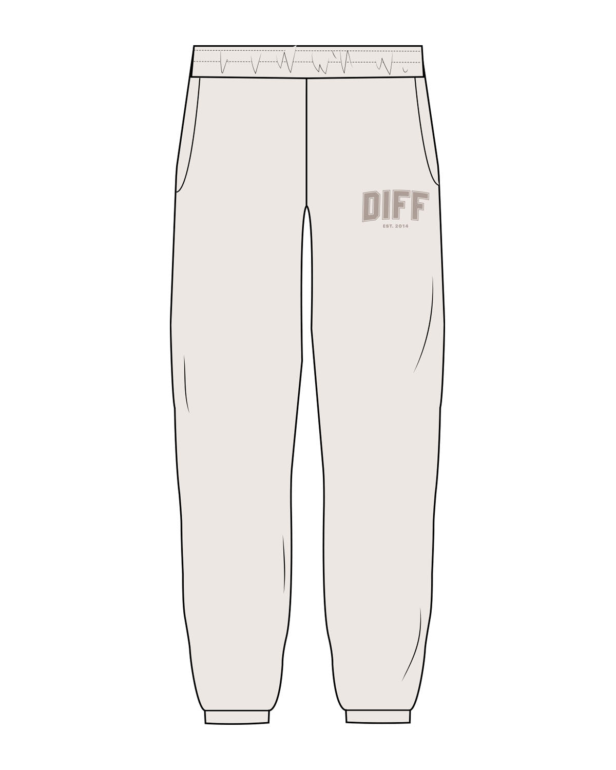 The Mens Sweatpants - Bone - DiffEyewear - Left Leg DIFF - Printed - Tone on Tone