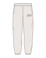 The Womens Sweatpants - Bone - DiffEyewear - Left Leg DIFF - Printed - Tone on Tone