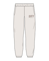 The Womens Sweatpants - Bone - DiffEyewear - Left Leg DIFF - Printed - Tone on Tone