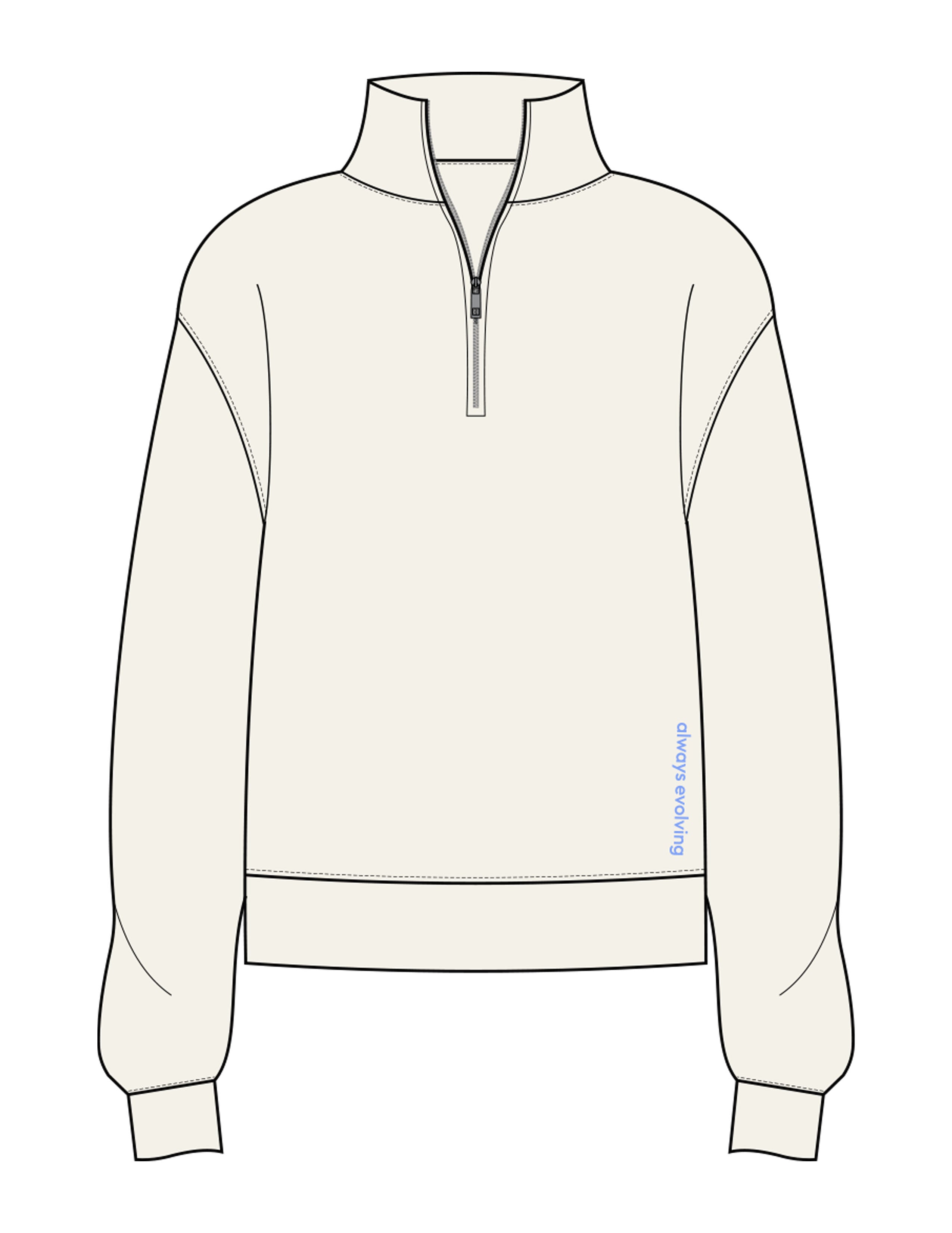 The Womens 1/4 Zip - Off White - Drench - Front Lower Left - Embroidered - Periwinkle