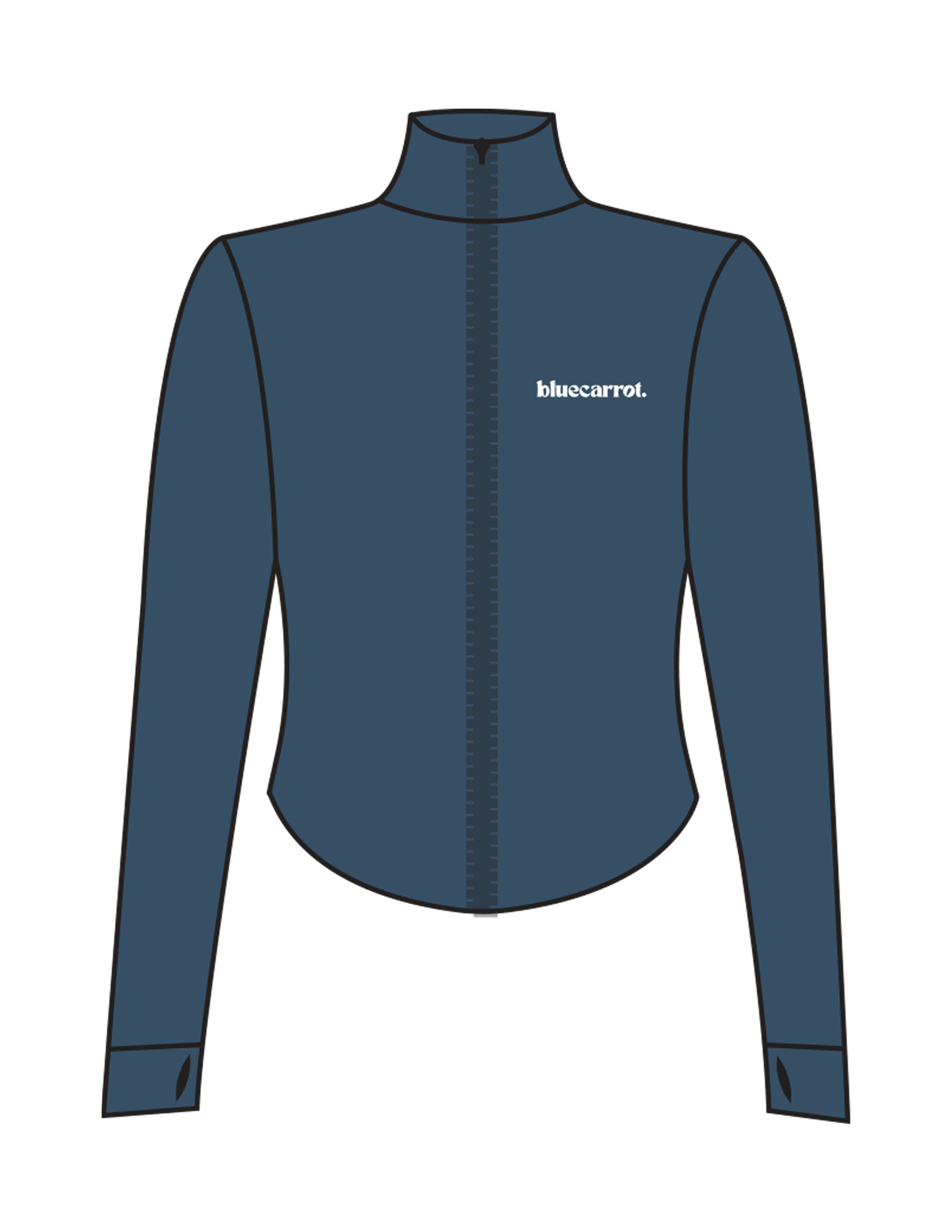 The 3/4 Crop Zip Jacket - Blue - BlueCarrot - Left Chest - Printed - White