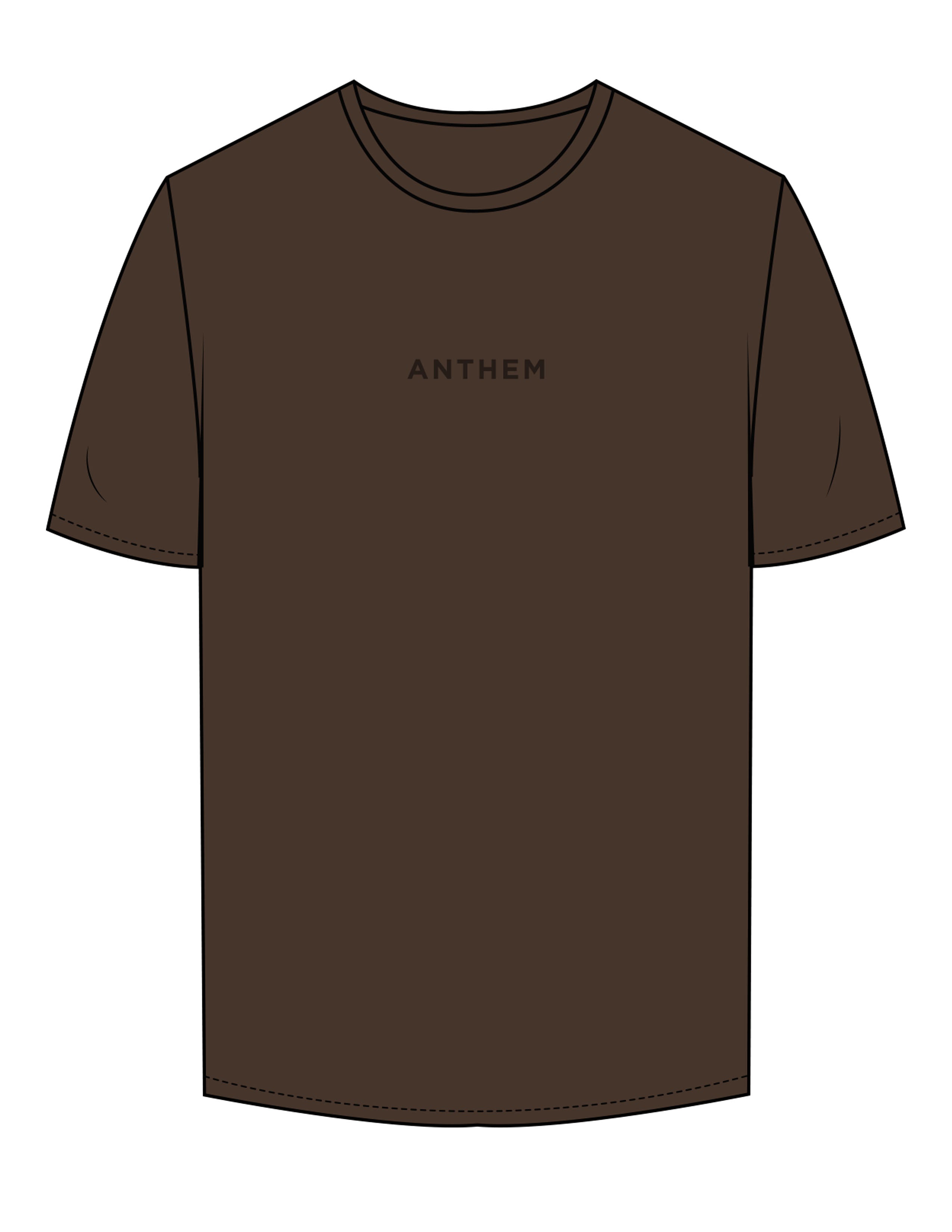 The Mens Tee - Chocolate - Anthem Church - Center Chest & Back Stacked - Printed - Tone on Tone