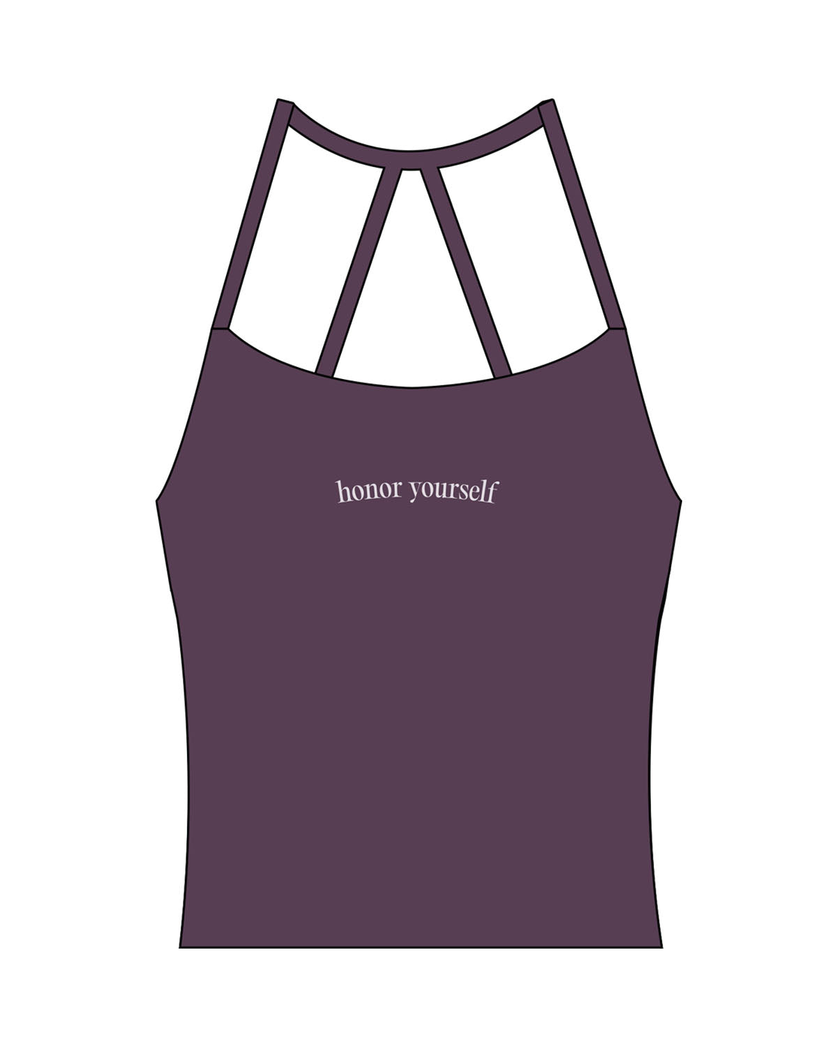 The Womens Sporty Tank - Purple - Honor Pilates - Center Chest Arched - Printed - Orchid