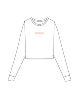 The Micro Rib Crop Long Sleeve - White - Pulse Lagree Fitness - Center Chest - Printed - Orange