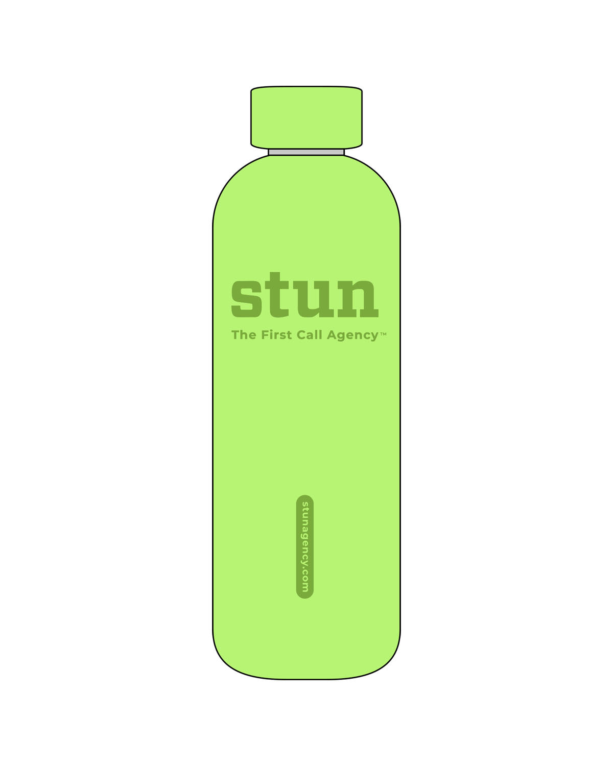 The Water Bottle - Hyper Green - Stun Agency - Center Body Stacked - Glossy Printed - Tone on Tone