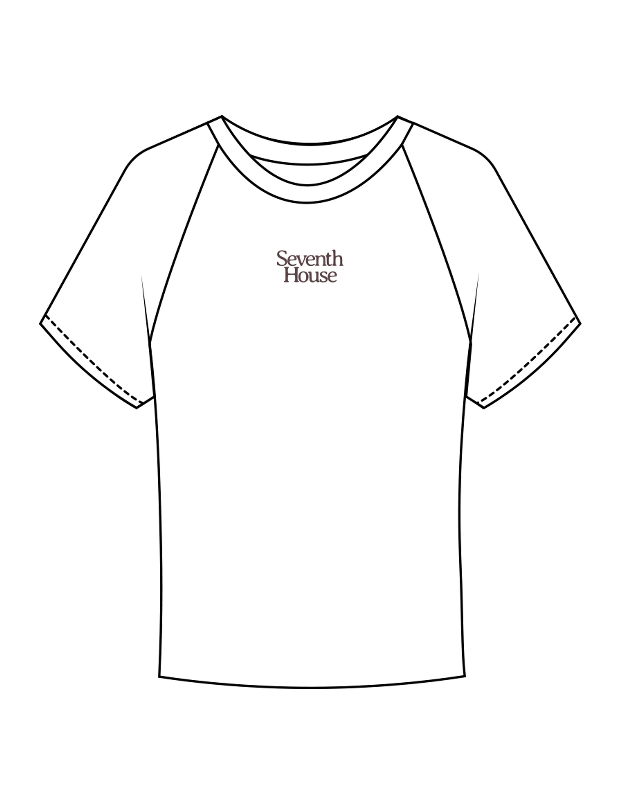 The Micro Rib Baby Tee - White - Seventh House - Center Chest Stacked - Printed - Dark Brown