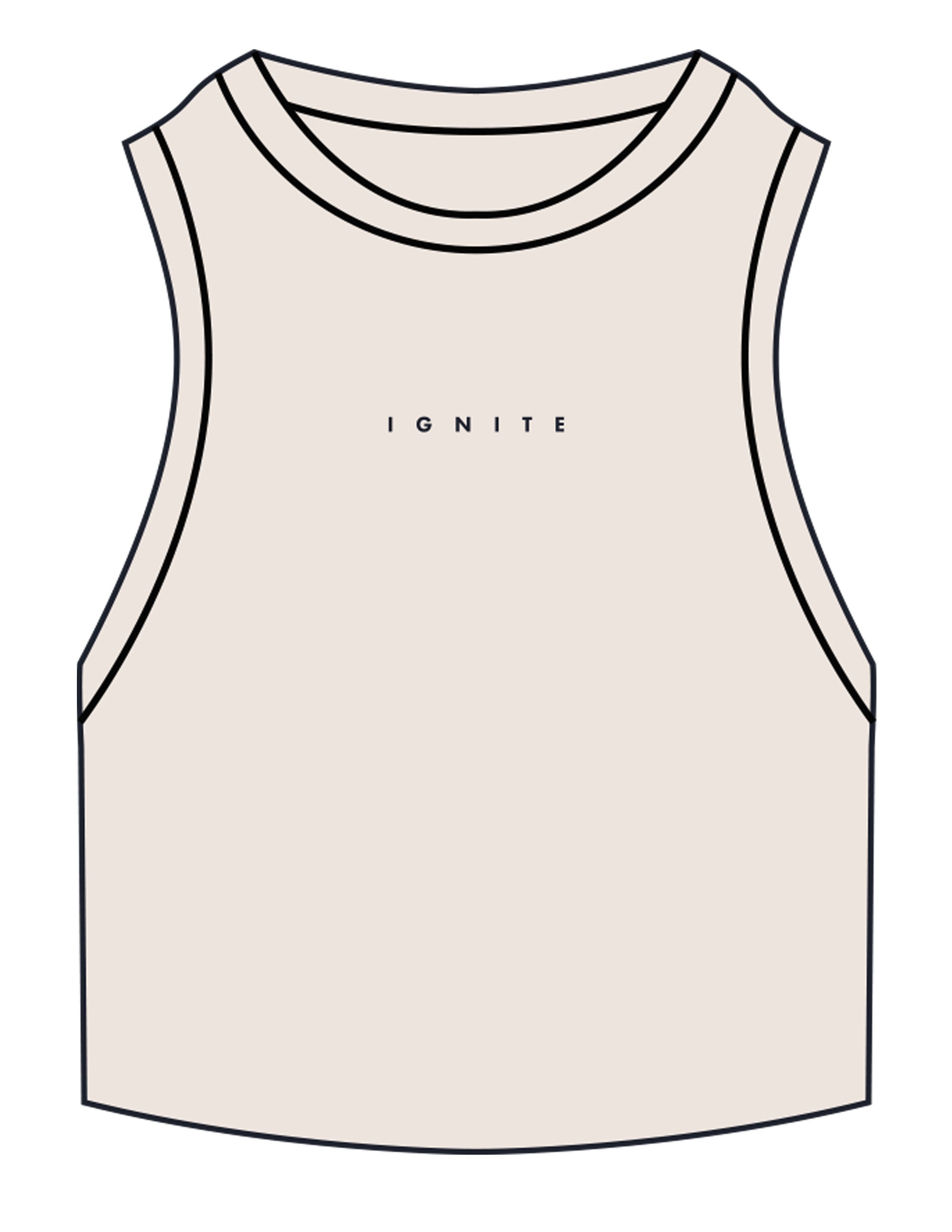 The Ribbed Crop Tank - Off White - Ignite Barre & Fitness - Center Chest - EMB - Navy